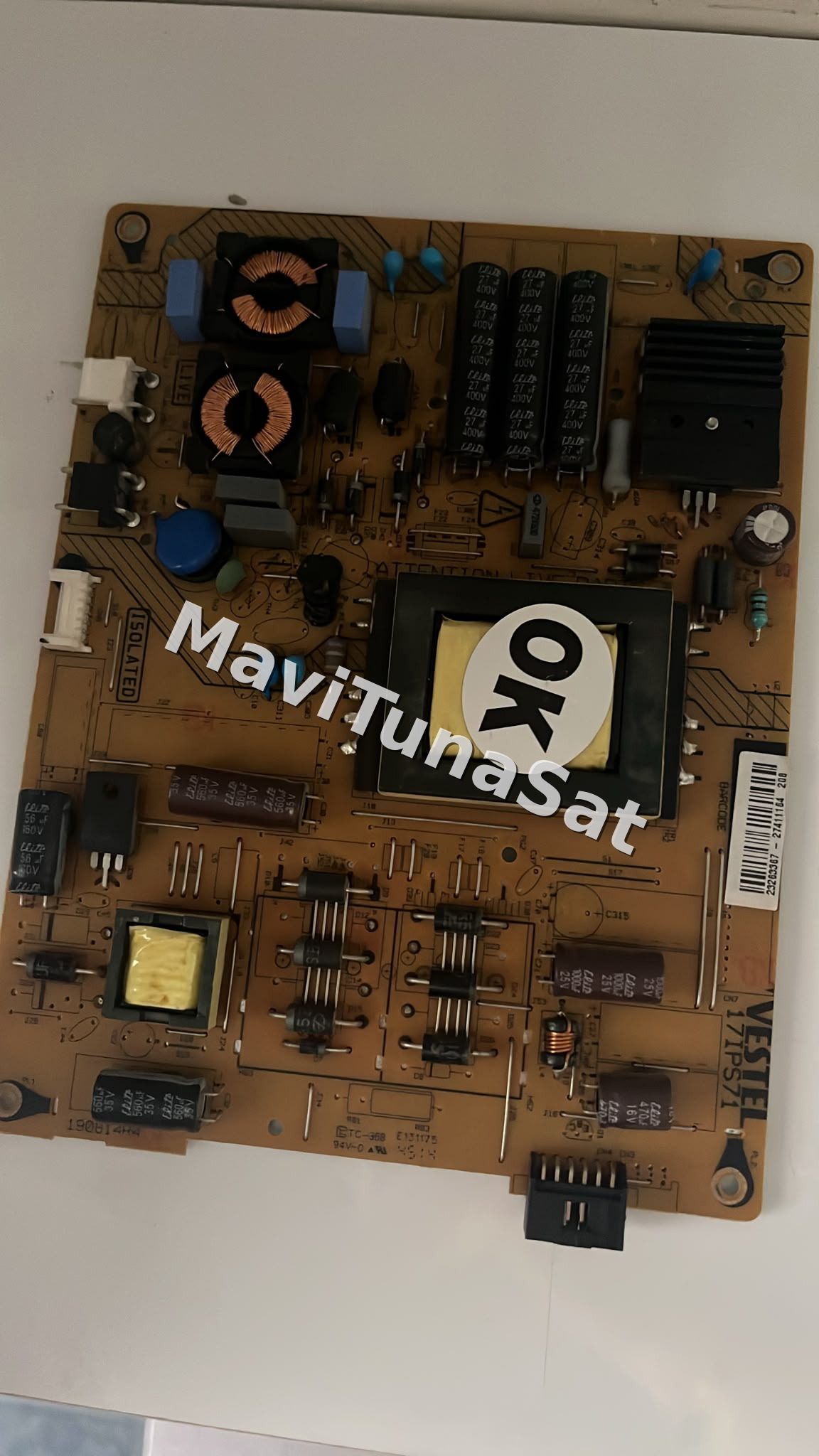 17IPS71, 23194907, 181113R3, Vestel 40FB7100, Power Board, Besleme, VES400UNVS-2D